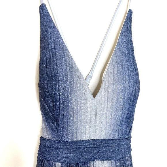 New Aqua Frozen Blue Ombre Pleated Mini Dress US 4 - Picture 7 of 12